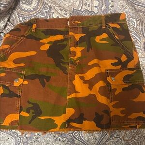 BDG Camo Cargo Shorts - Green, Brown, Orange